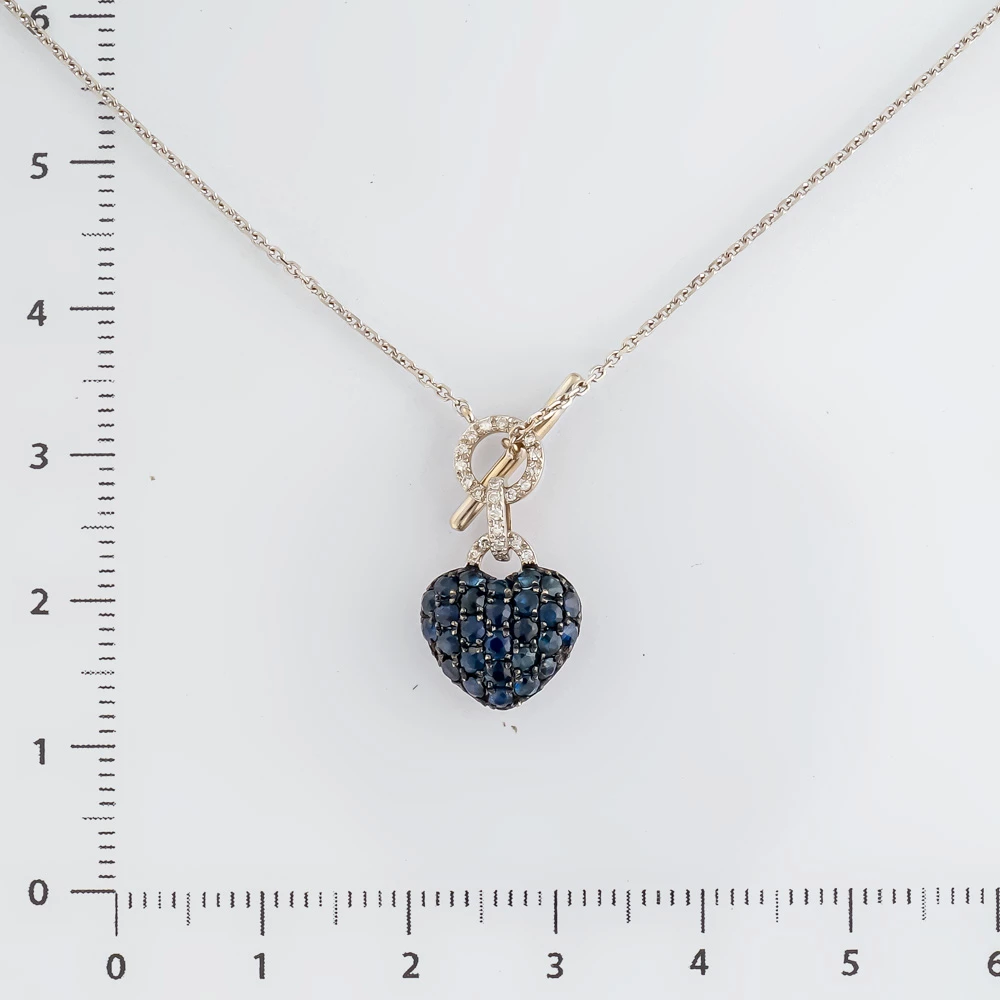 Колье с сапфиром из белого золота 585 пробы