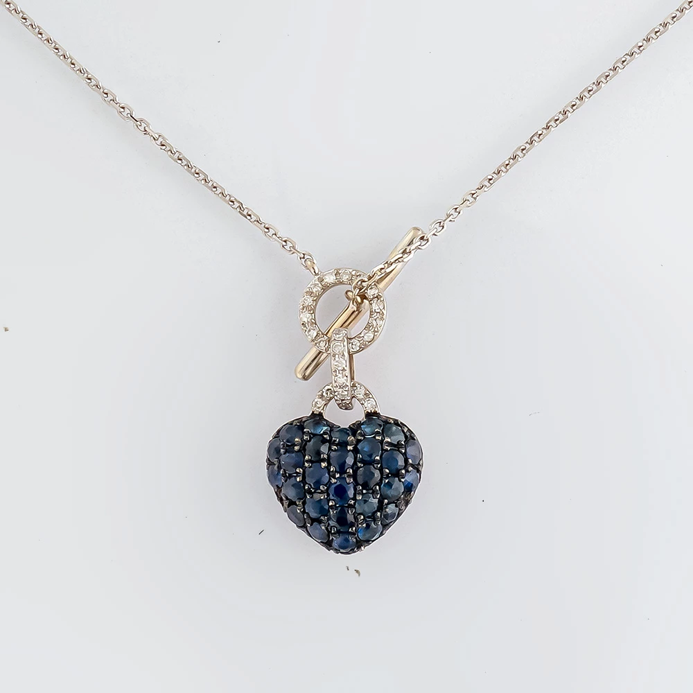 Колье с сапфиром из белого золота 585 пробы