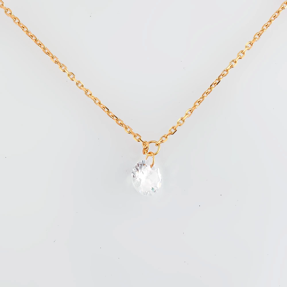 Колье с фианитом из красного золота 585 пробы