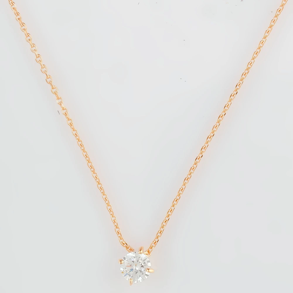 Колье с фианитом из красного золота 585 пробы