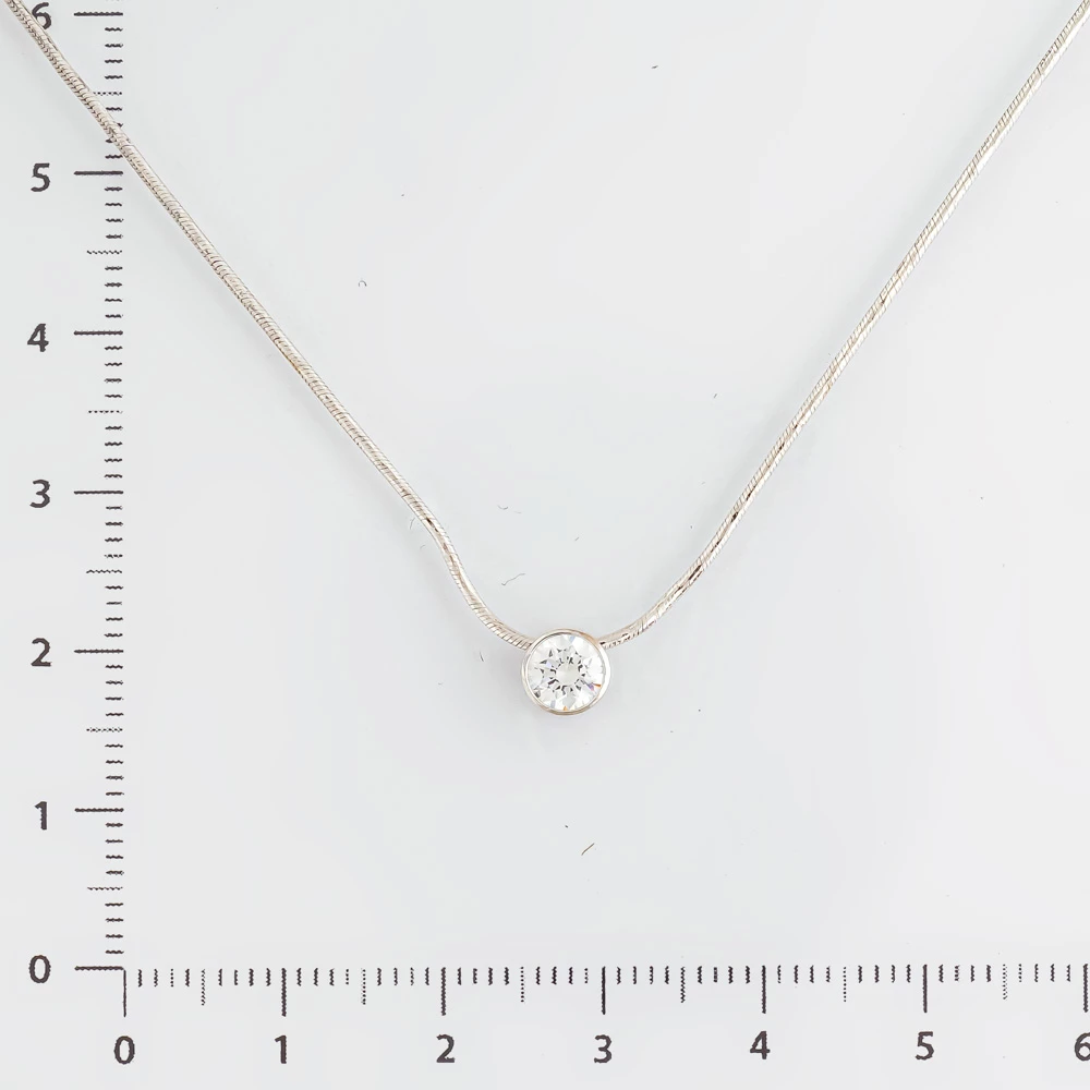 Колье с фианитом из белого золота 585 пробы