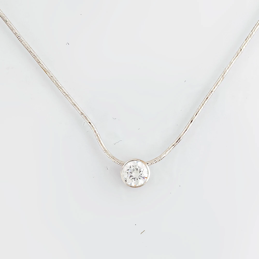 Колье с фианитом из белого золота 585 пробы