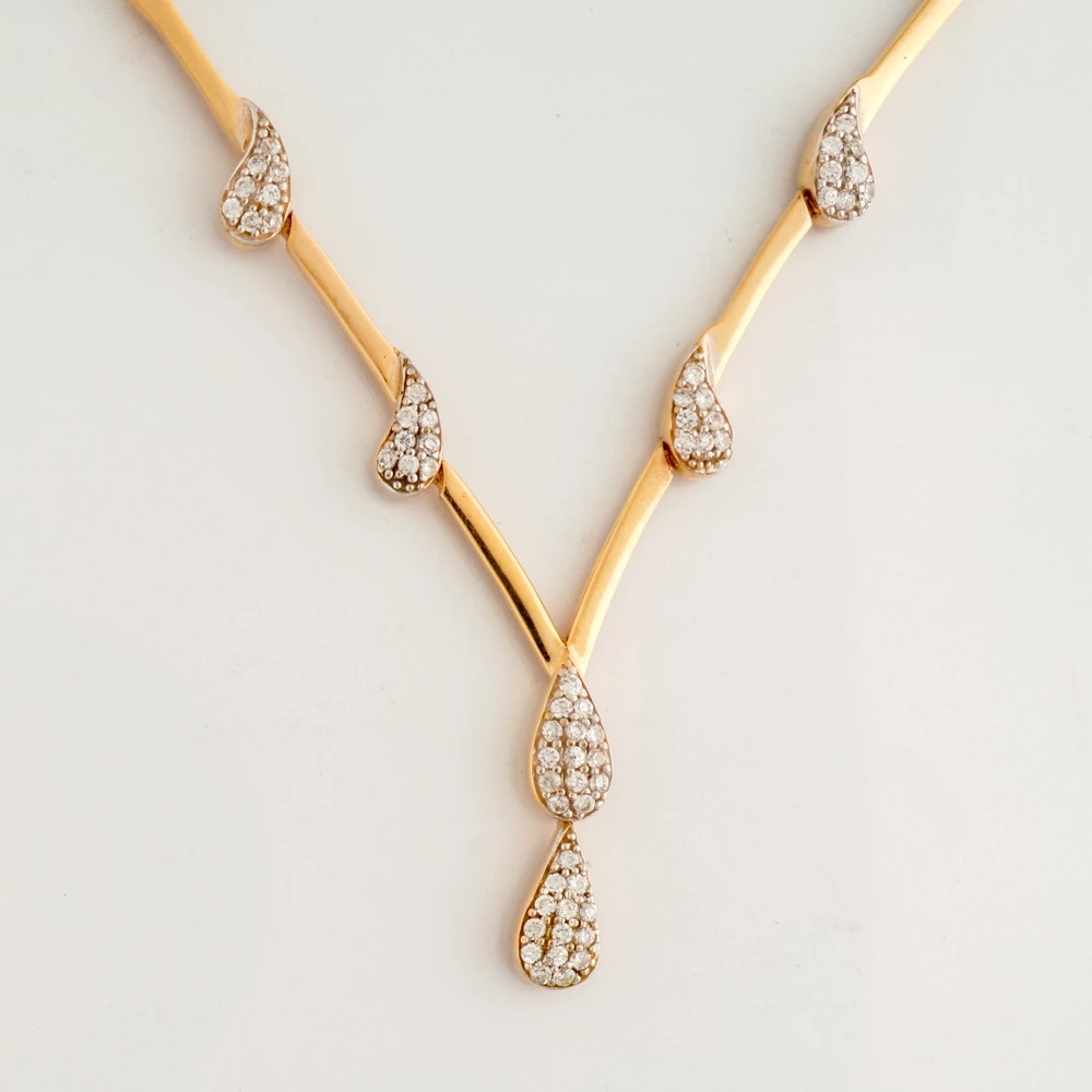 Колье с фианитом из красного золота 585 пробы