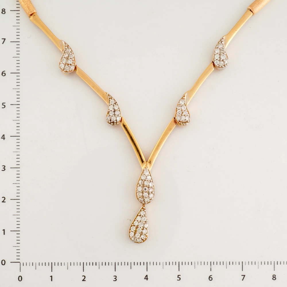 Колье с фианитом из красного золота 585 пробы