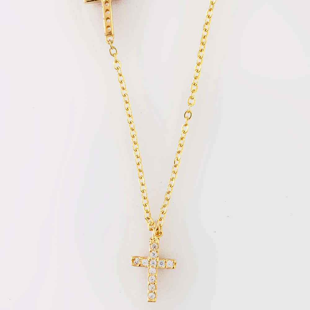 Колье с фианитом из желтого золота 585 пробы