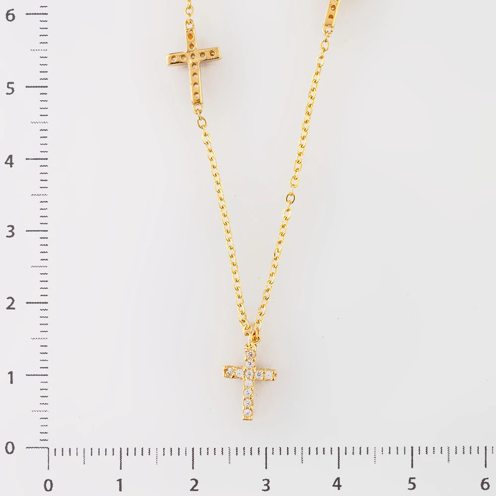 Колье с фианитом из желтого золота 585 пробы