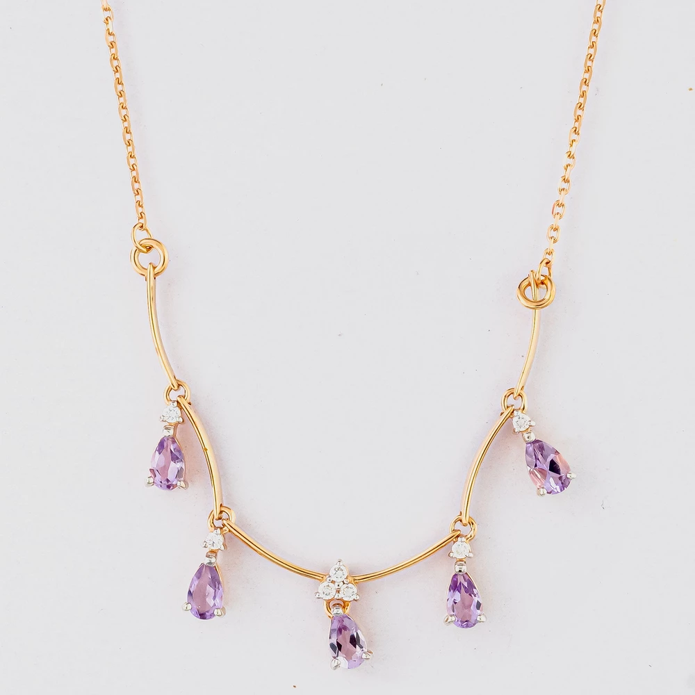 Колье с аметистом из красного золота 585 пробы