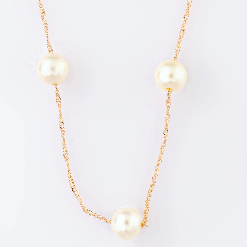 Колье с культивированным жемчугом из красного золота 585 пробы