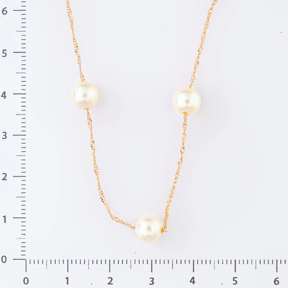 Колье с культивированным жемчугом из красного золота 585 пробы