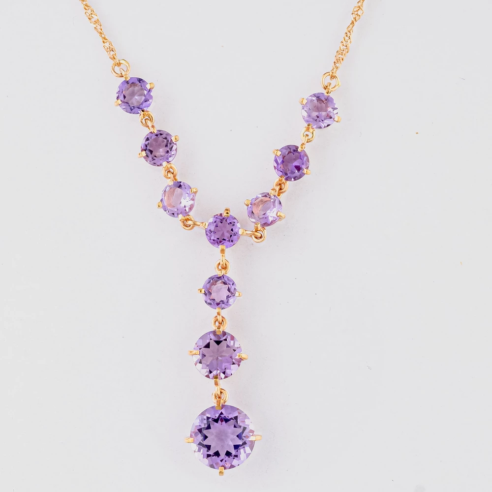 Колье с аметистом из красного золота 585 пробы