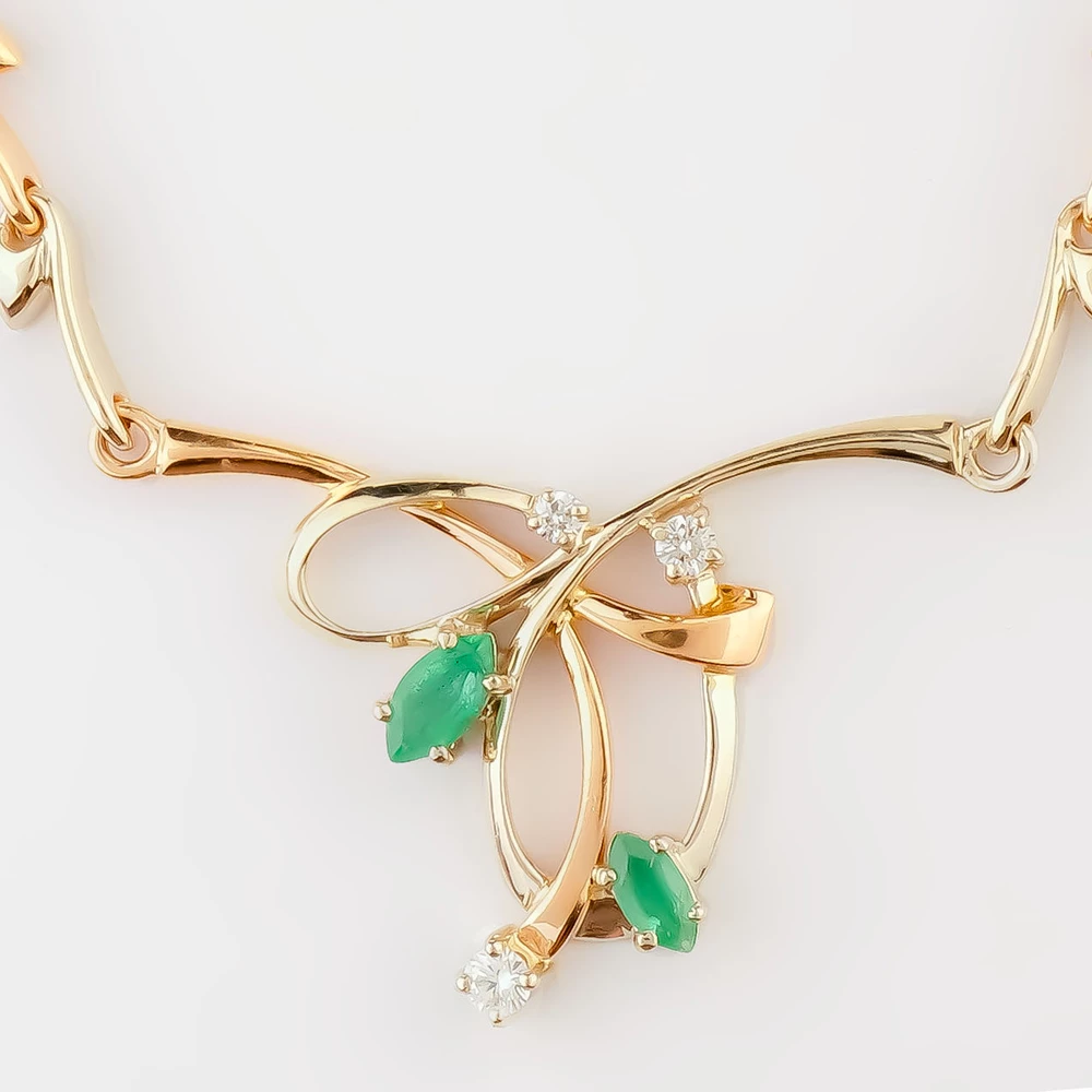 Колье с изумрудом из красного золота 585 пробы