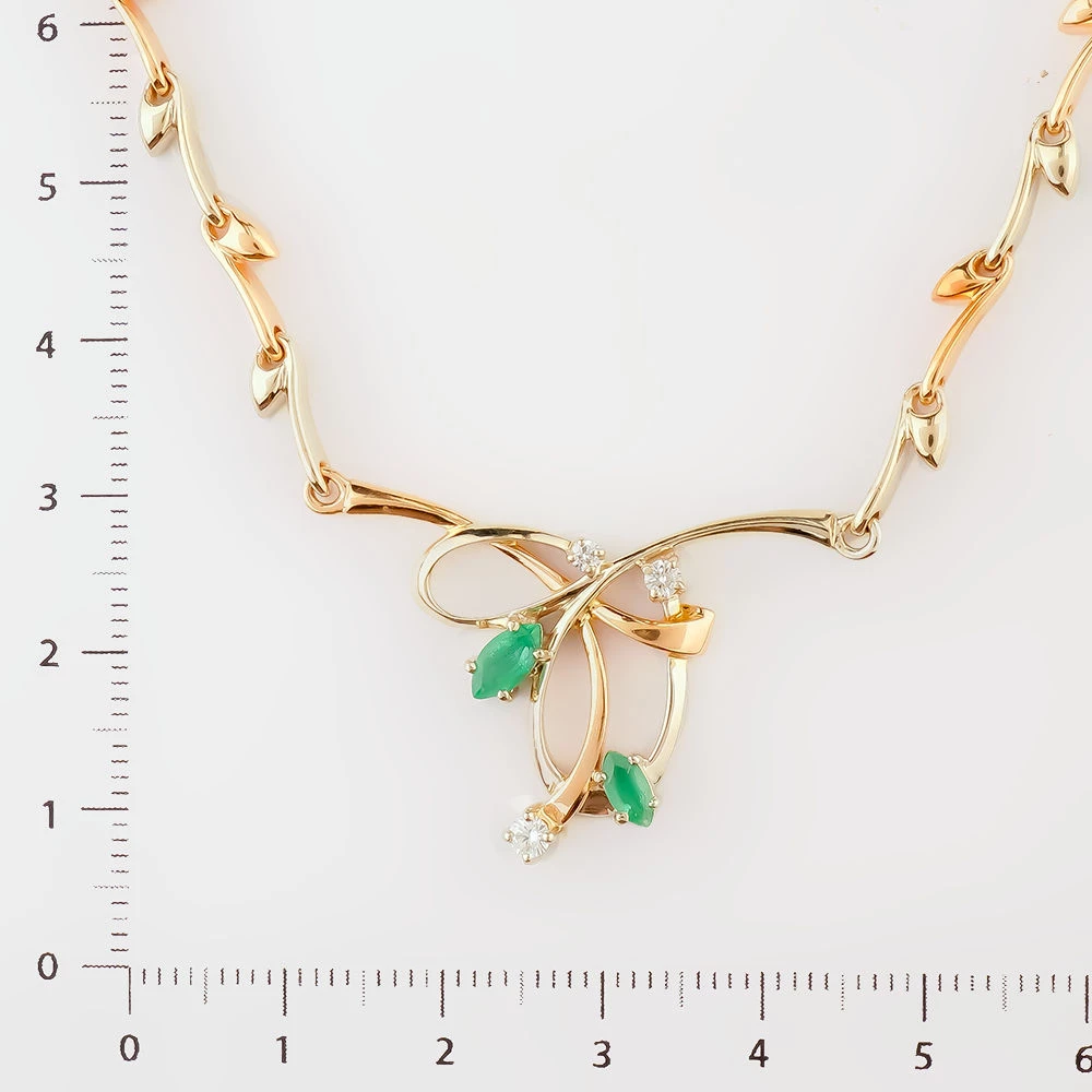 Колье с изумрудом из красного золота 585 пробы