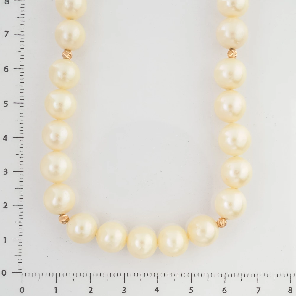 Колье с культивированным жемчугом из красного золота 585 пробы