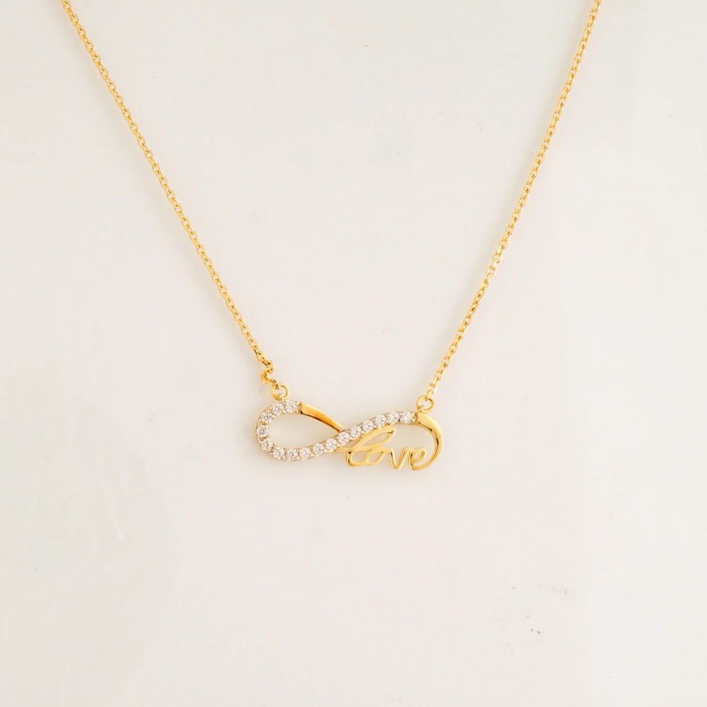 Колье с фианитом из желтого золота 585 пробы