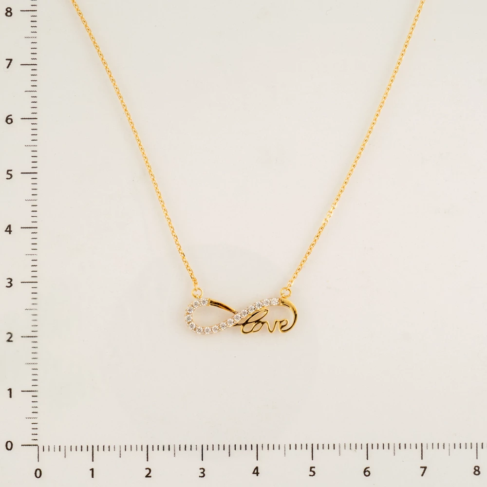 Колье с фианитом из желтого золота 585 пробы