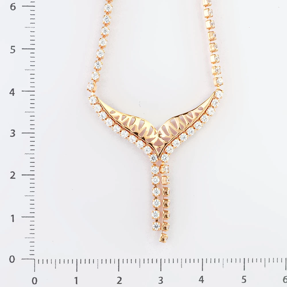 Колье с фианитом из красного золота 585 пробы