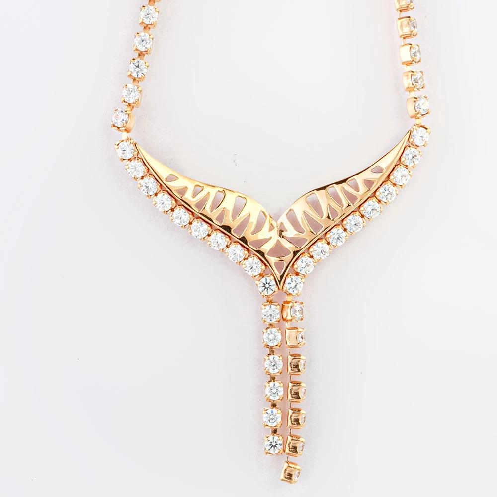 Колье с фианитом из красного золота 585 пробы