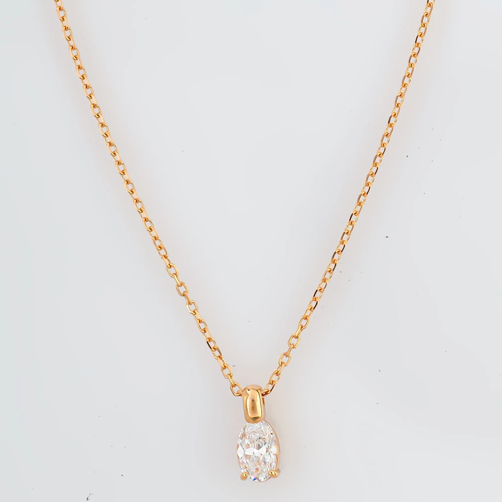 Колье с фианитом из красного золота 585 пробы