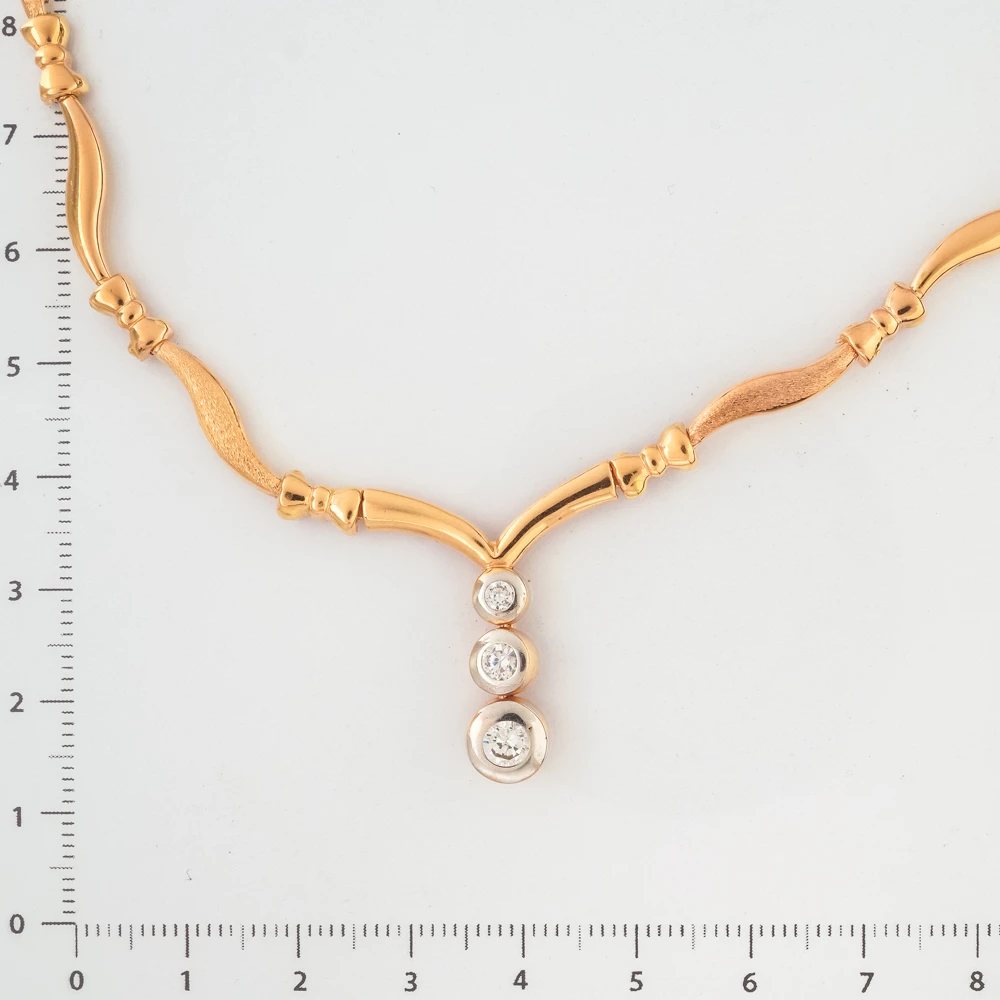 Колье с фианитом из красного золота 585 пробы