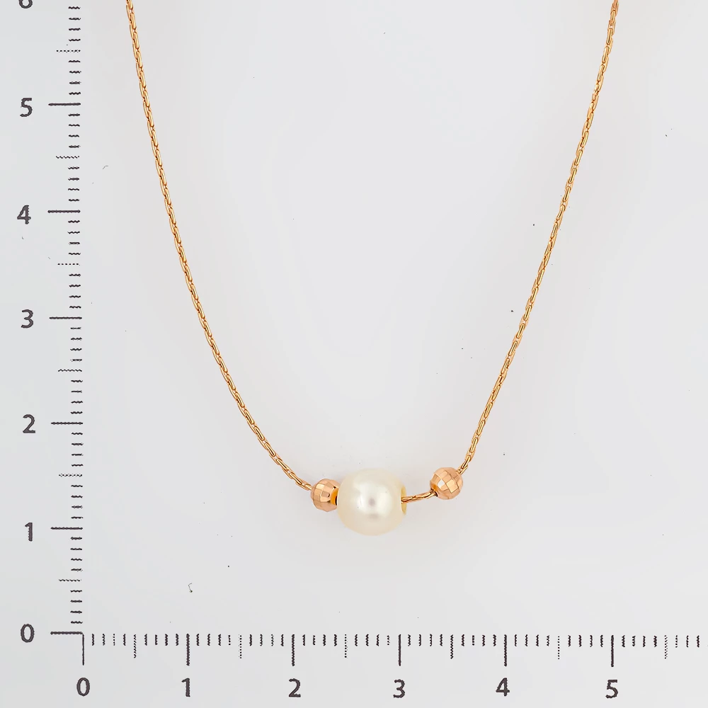 Колье с культивированным жемчугом из красного золота 585 пробы