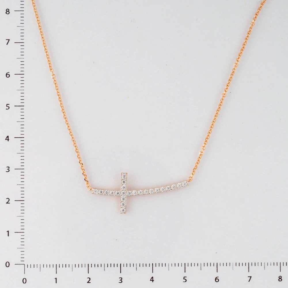 Колье с фианитом из красного золота 585 пробы