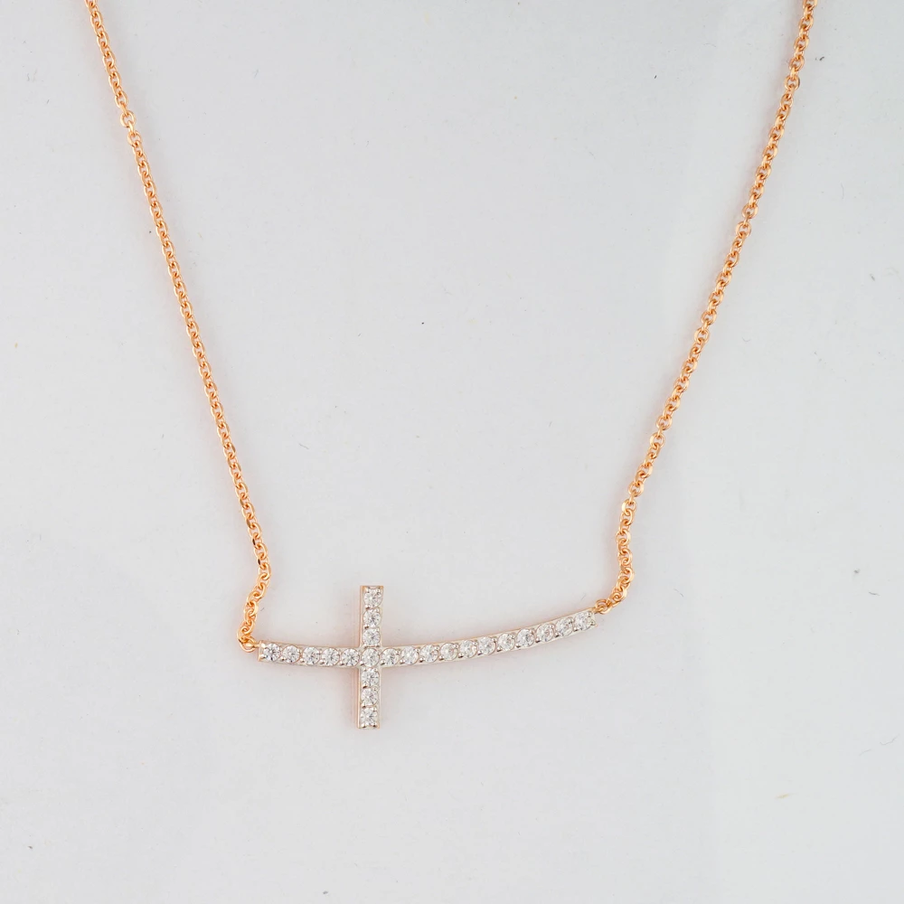 Колье с фианитом из красного золота 585 пробы