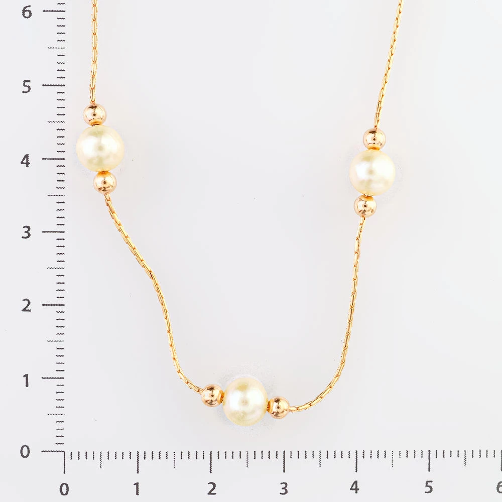 Колье с культивированным жемчугом из красного золота 585 пробы