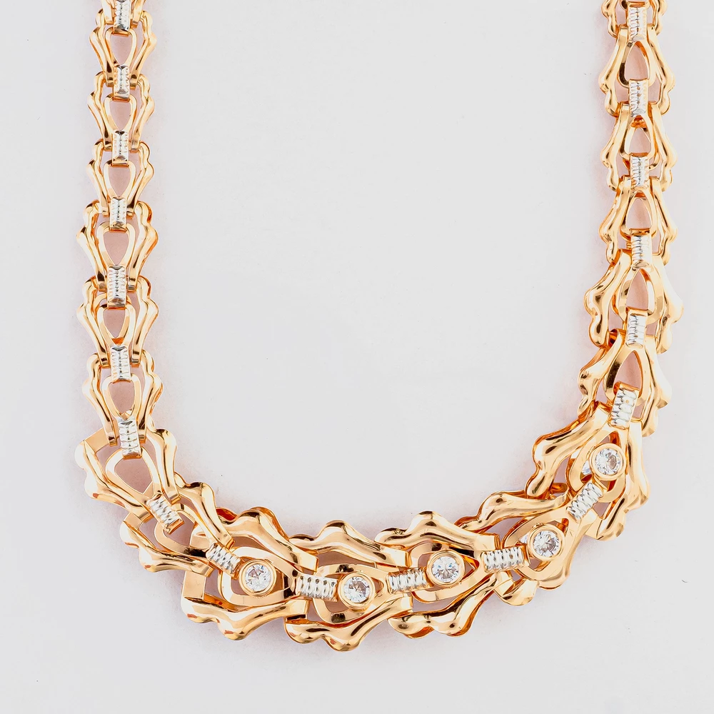 Колье с фианитом из красного золота 585 пробы