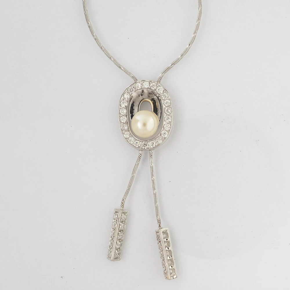 Колье с культивированным жемчугом из белого золота 585 пробы