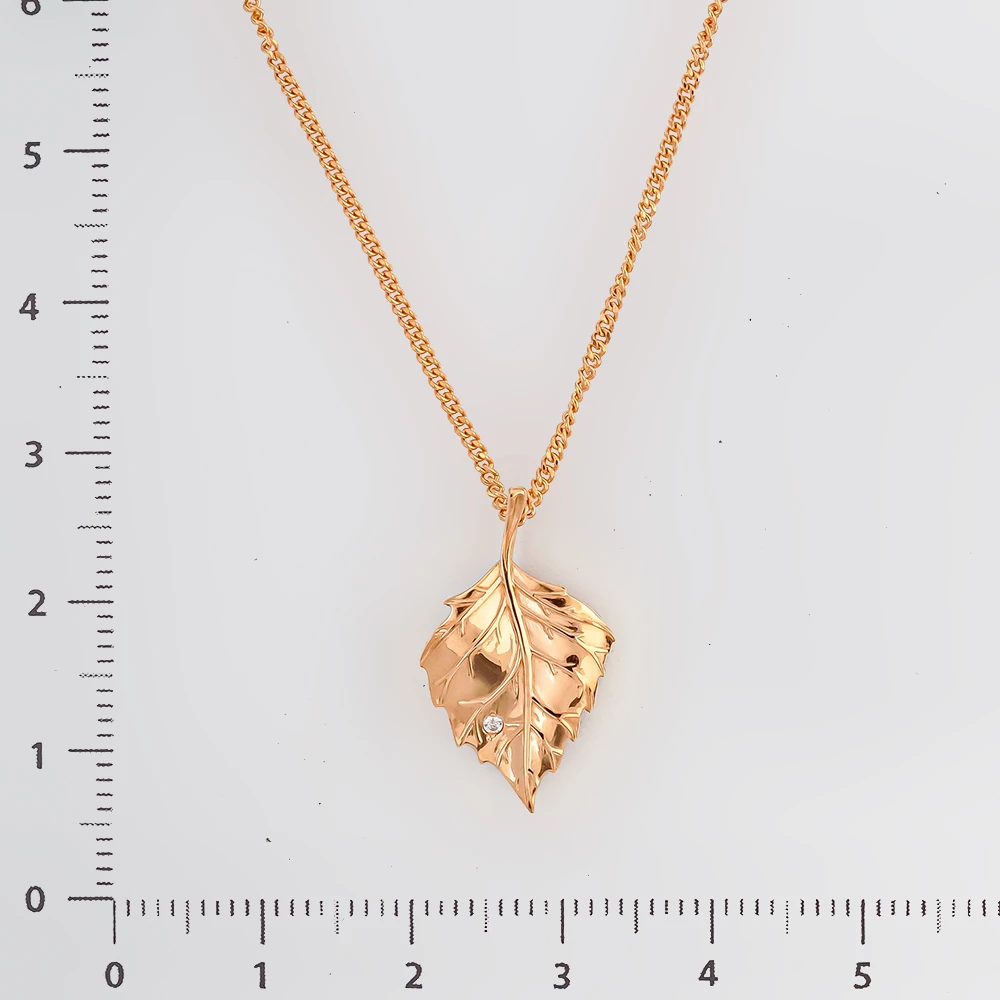 Колье с фианитом из красного золота 585 пробы