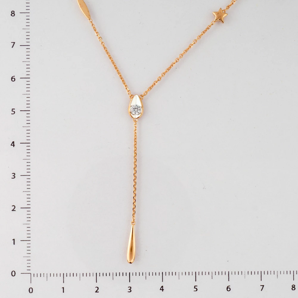 Колье с фианитом из красного золота 585 пробы