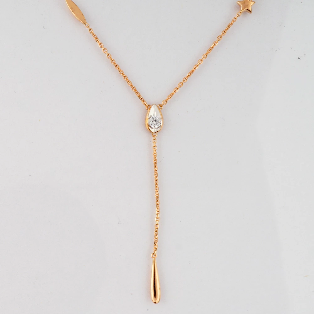 Колье с фианитом из красного золота 585 пробы