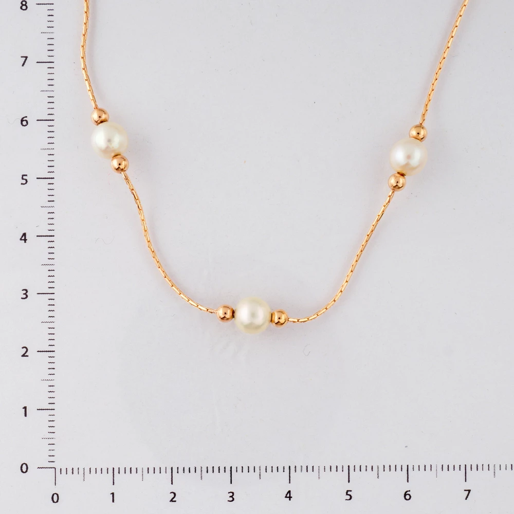 Колье с культивированным жемчугом из красного золота 585 пробы