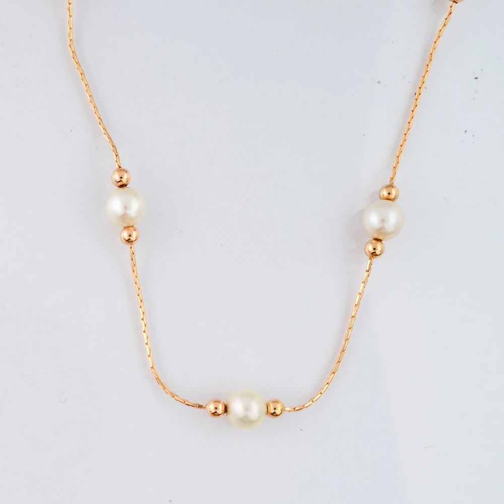 Колье с культивированным жемчугом из красного золота 585 пробы