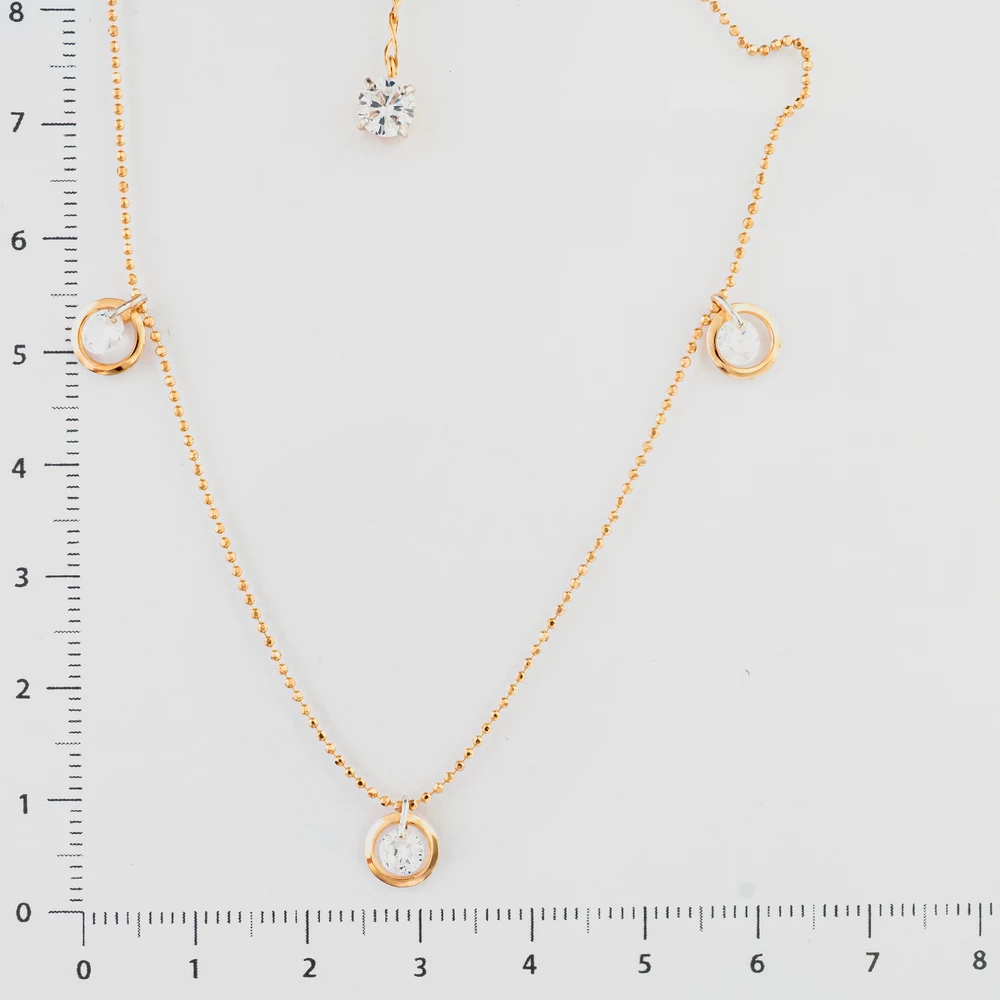 Колье с фианитом из красного золота 585 пробы