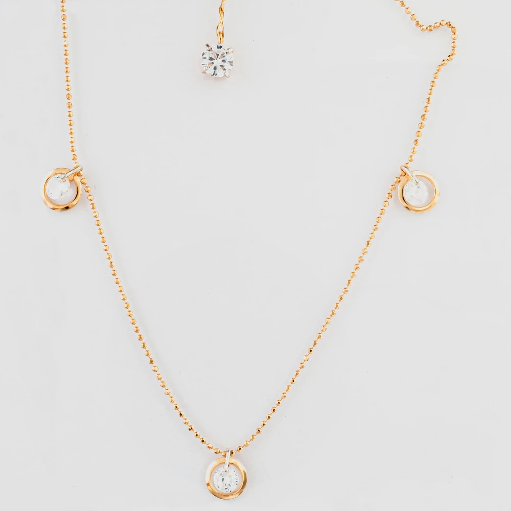 Колье с фианитом из красного золота 585 пробы