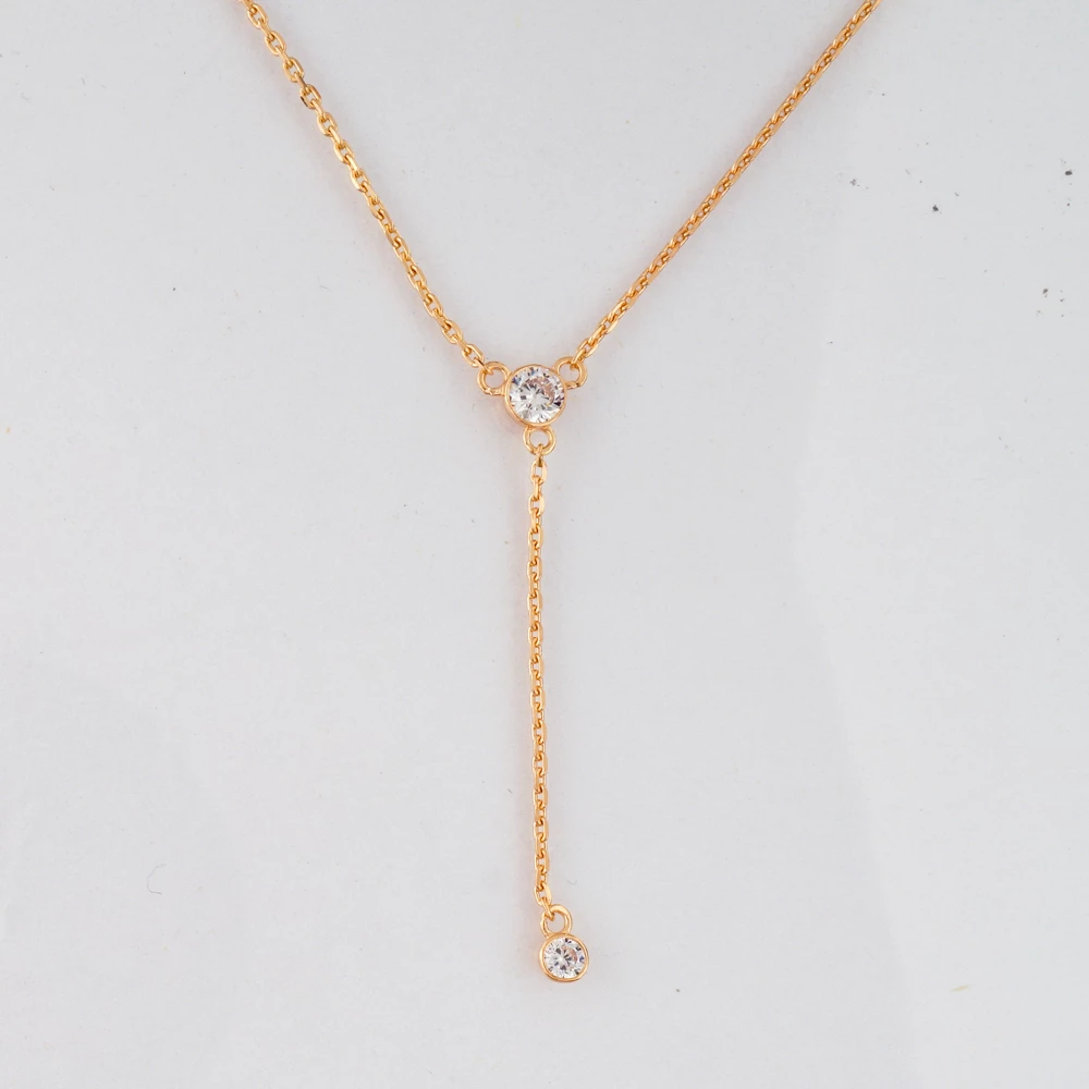 Колье с фианитом из красного золота 585 пробы