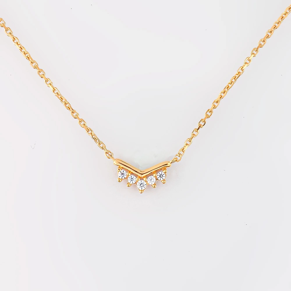 Колье с фианитом из красного золота 585 пробы