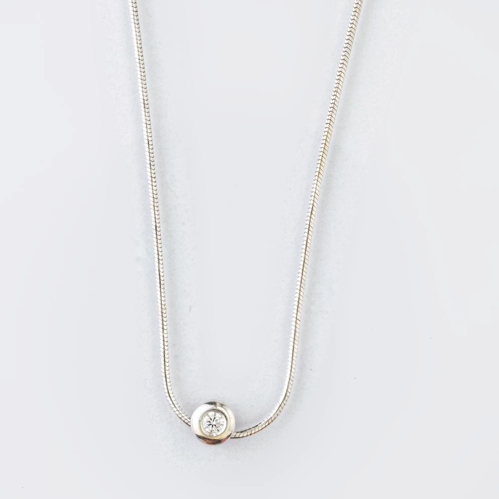 Колье с бриллиантом из белого золота 585 пробы