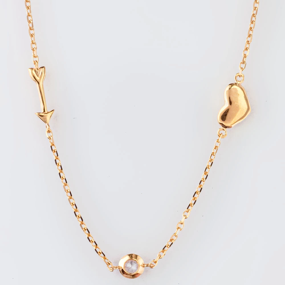 Колье с фианитом из красного золота 585 пробы