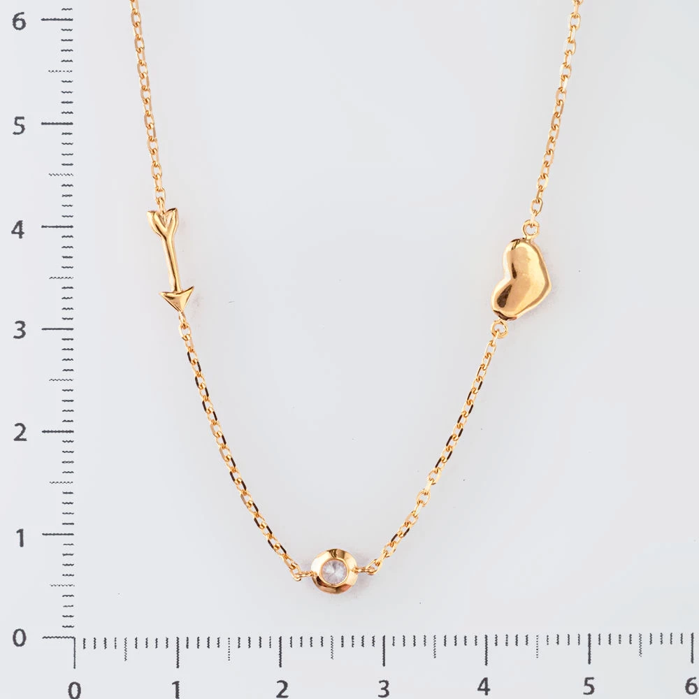 Колье с фианитом из красного золота 585 пробы