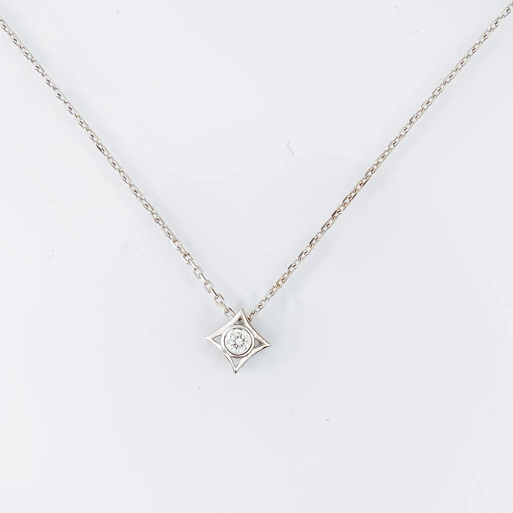 Колье с бриллиантом из белого золота 585 пробы