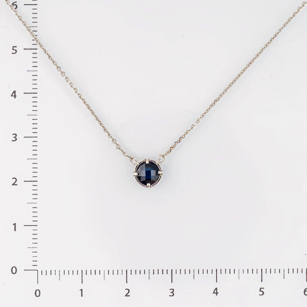 Колье с сапфиром синтетическим из белого золота 585 пробы