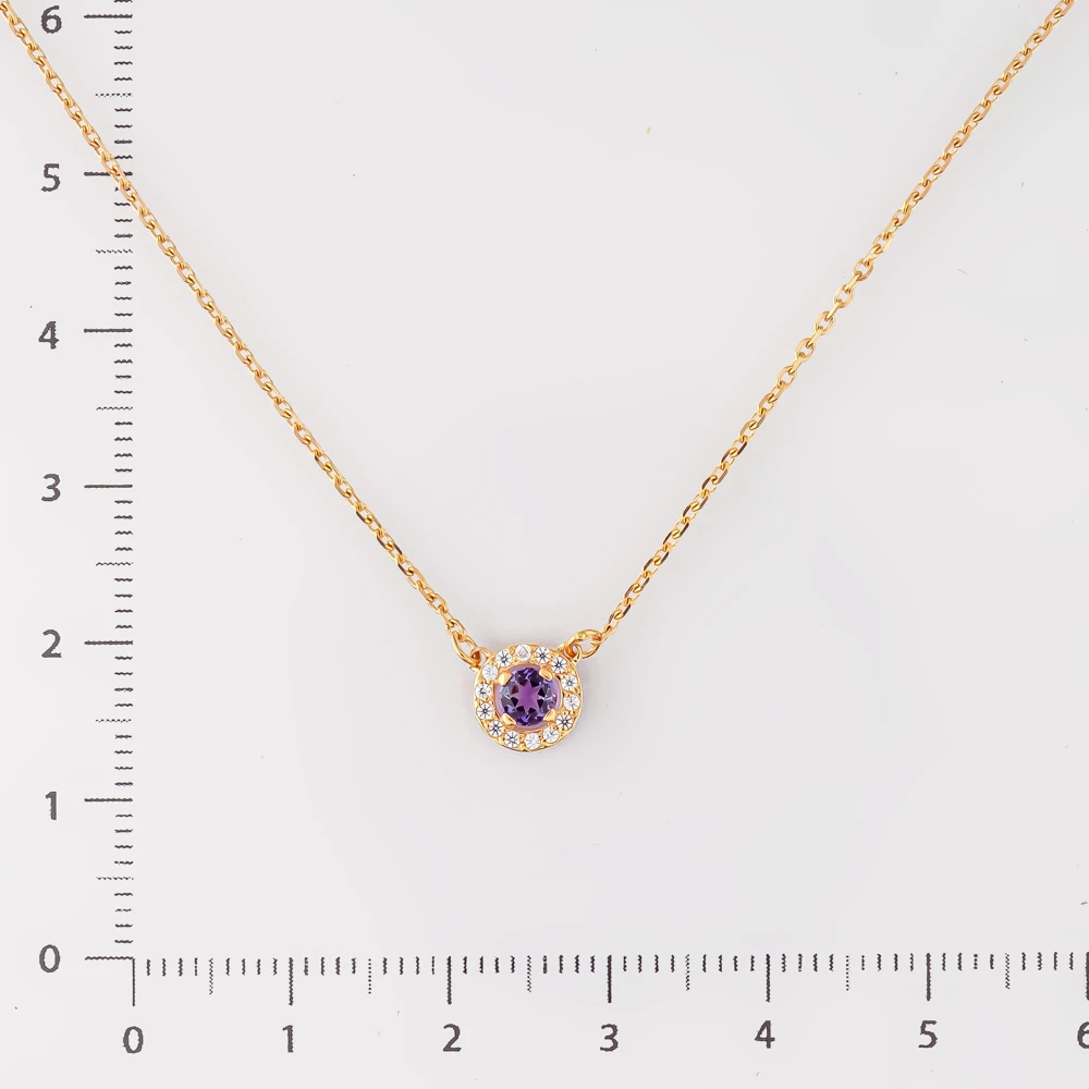 Колье с аметистом из красного золота 585 пробы