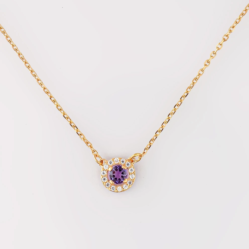 Колье с аметистом из красного золота 585 пробы