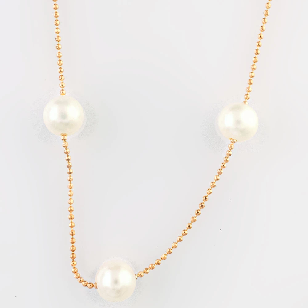 Колье с культивированным жемчугом из красного золота 585 пробы