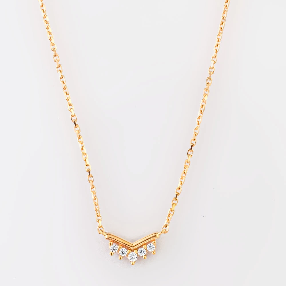 Колье с фианитом из красного золота 585 пробы