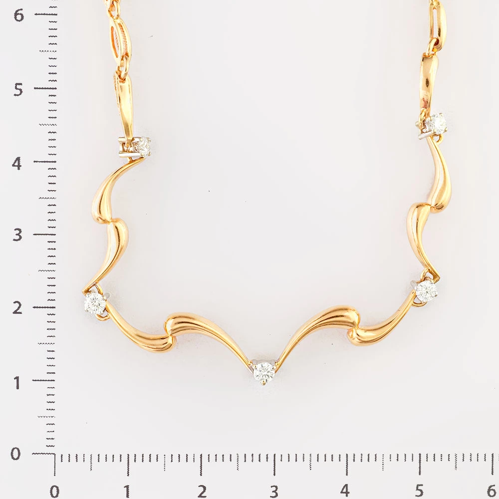 Колье с фианитом из красного золота 585 пробы