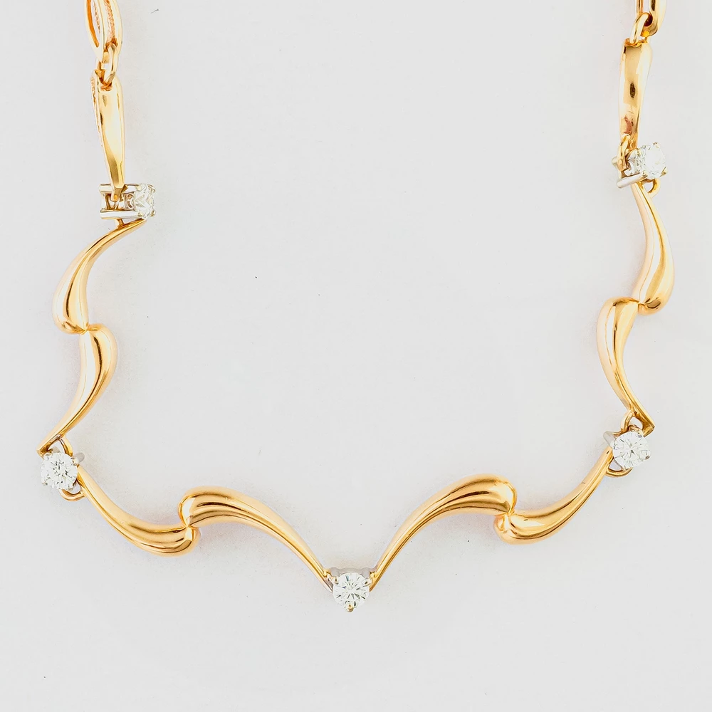 Колье с фианитом из красного золота 585 пробы