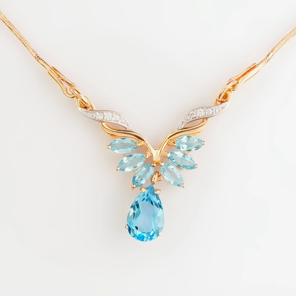 Колье с топазом из красного золота 585 пробы